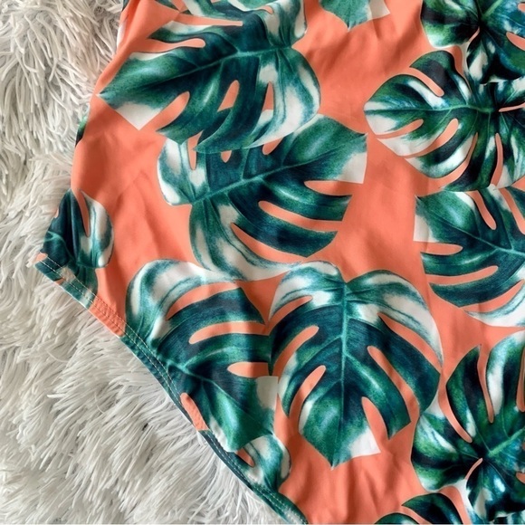 Nwot Peach Palm Tree High Waist Halter Ruffle Bikini - Picture 9 of 13